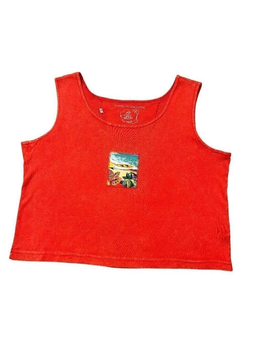 Michael Leu Collection Women's Red Art to Wear Tank Top Size XL